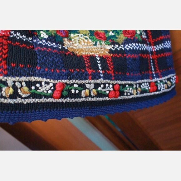 Festive Blue Christmas Sweater with Tree Design - Picture 5 of 7